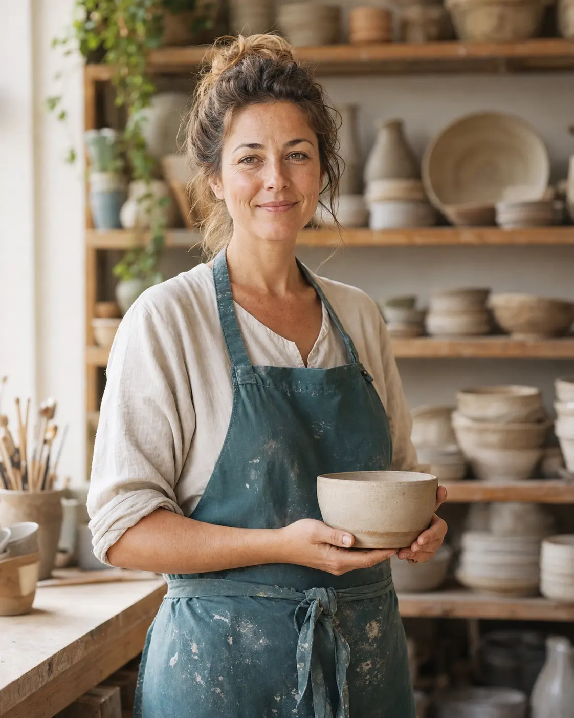 Elena at the potter's wheel